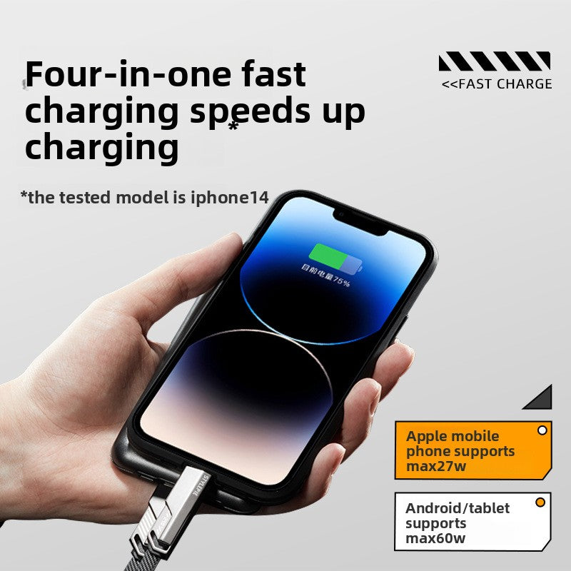 4-in-1 Fast Charging Data Cable with Multiple Interfaces